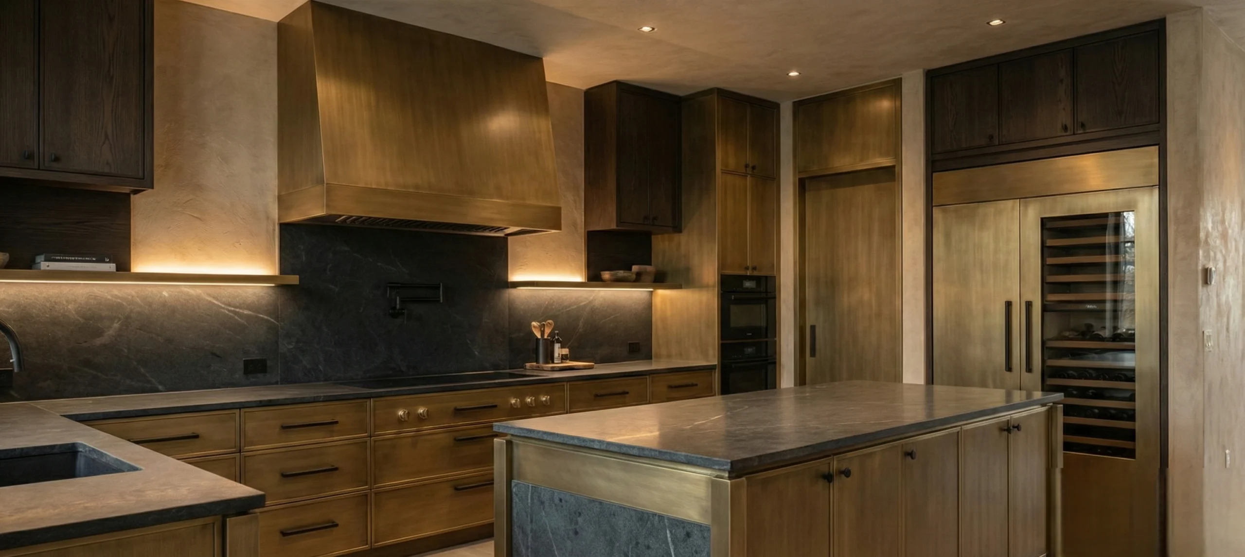 Brass Blackened Hairline Brushed Kitchen