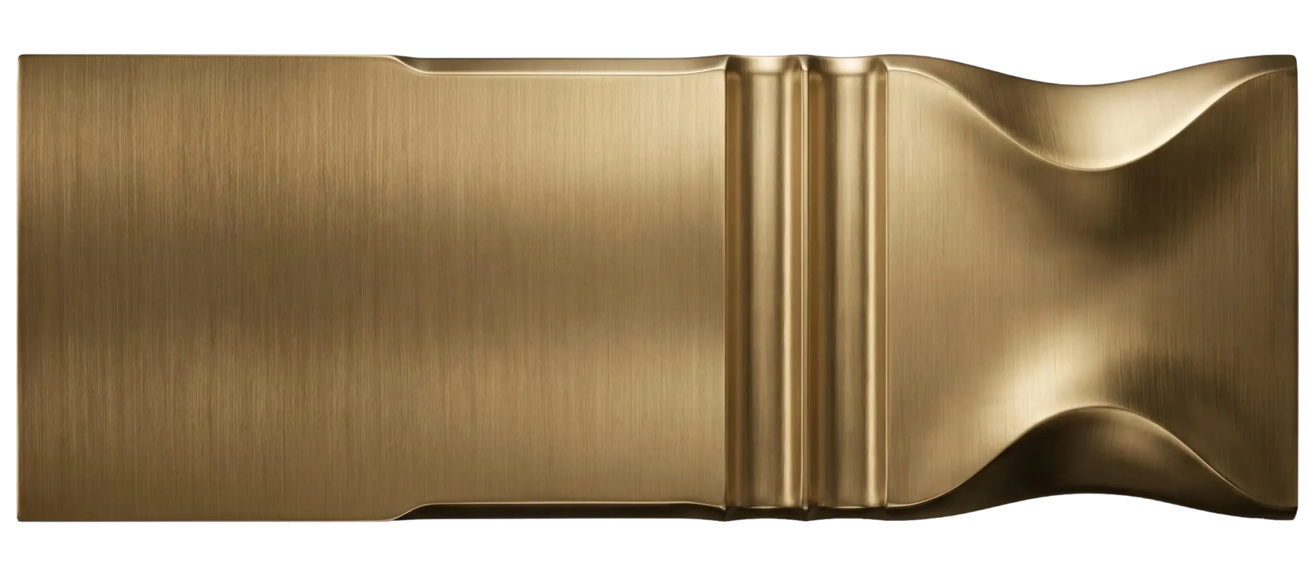 Brushed Brass architectural metal finish sample with soft satin sheen and directional brushed texture
