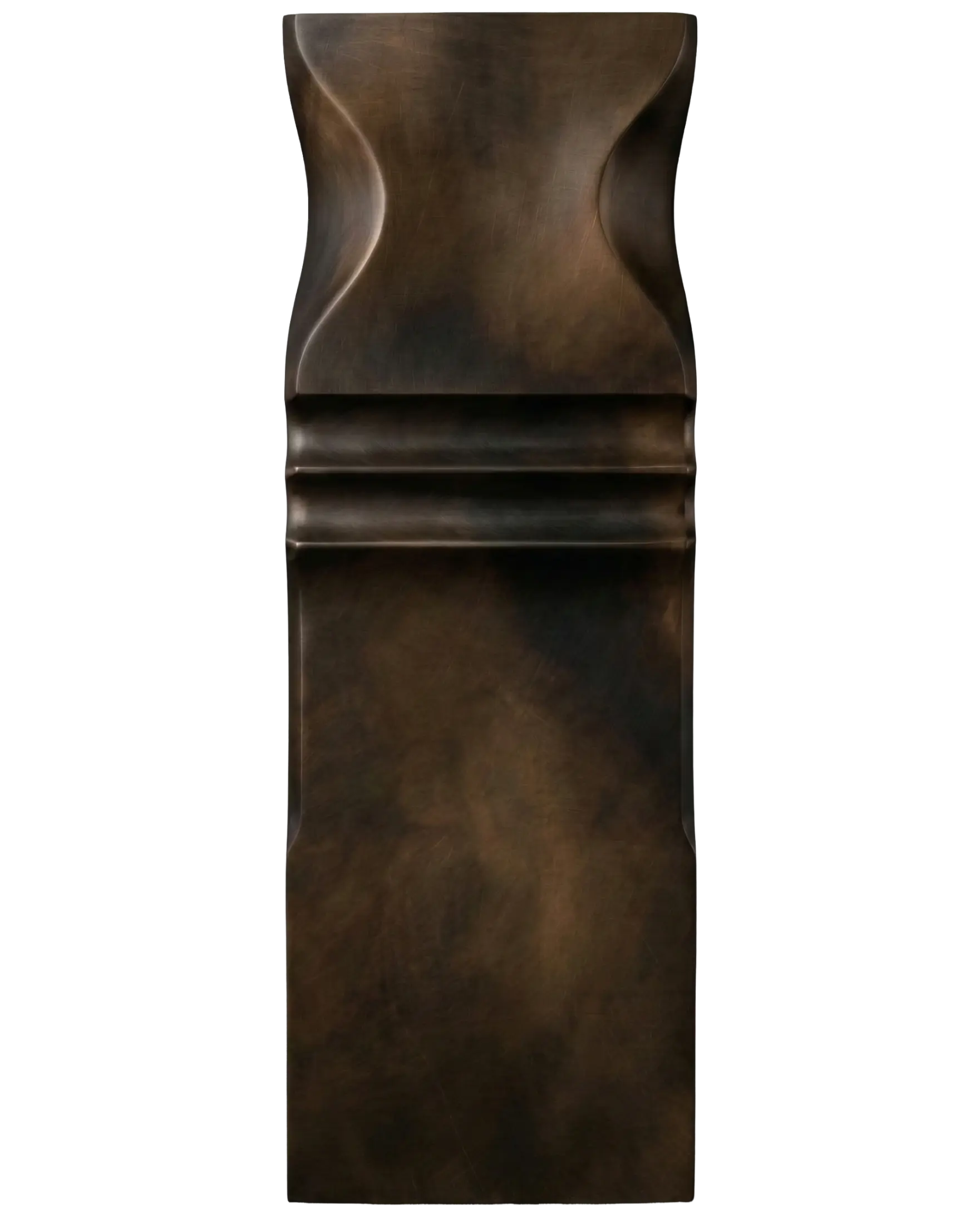 Smoked Patina Bronze architectural metal sample by Modulux with dark bronze patina and vertical sculpted detail