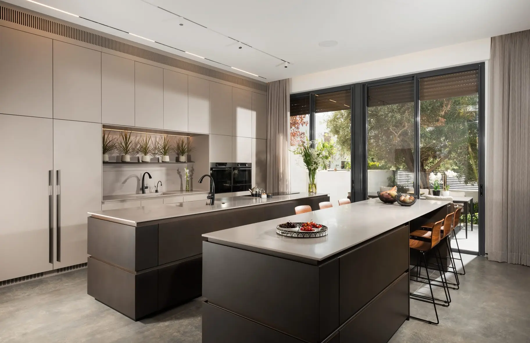 MetaliQ Bronze liquid metal coated kitchen fronts with deep blackening finish.